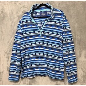 Chubbies Pullover Mens Large 1/4 Zip Blue Fleece Southwestern Shirt Jacket